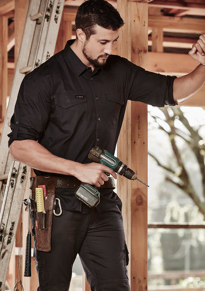 Mens Rugged Cooling Long Sleeve Shirt - Black