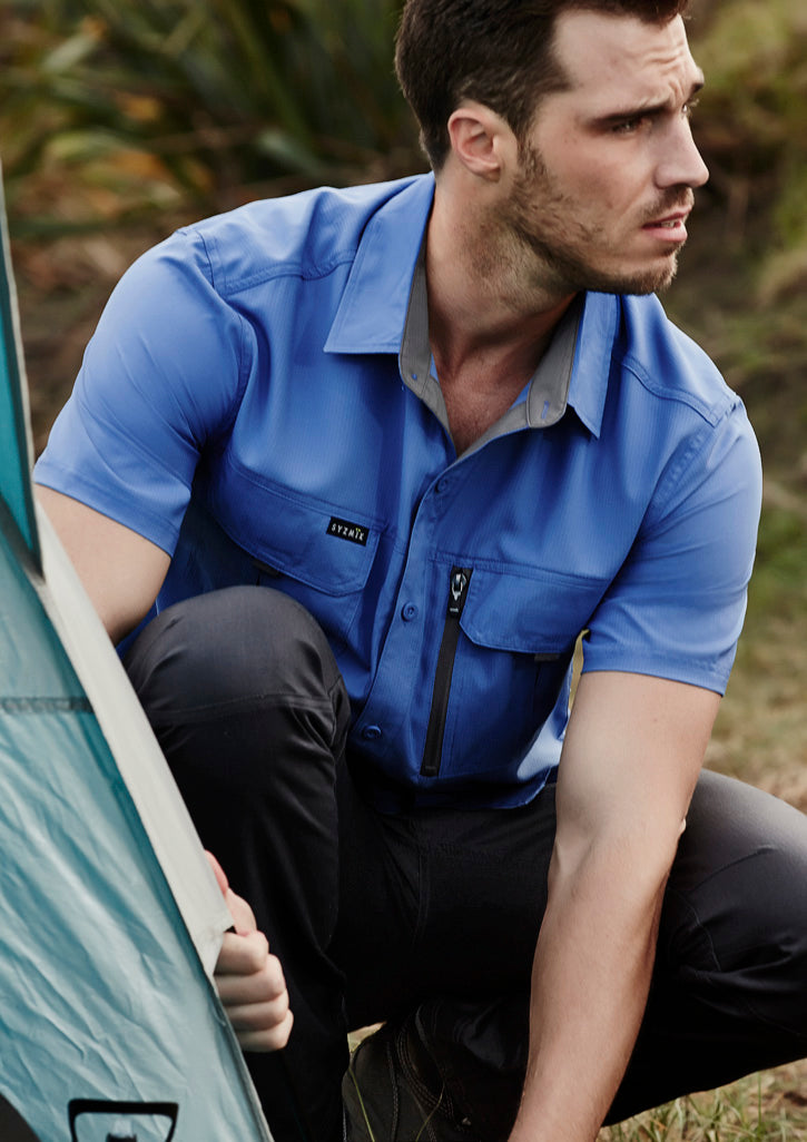 Mens Outdoor Short Sleeve Shirt - Blue