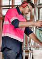 Mens Hi Vis Outdoor Segmented Tape Long Sleeve Shirt - Pink/Navy