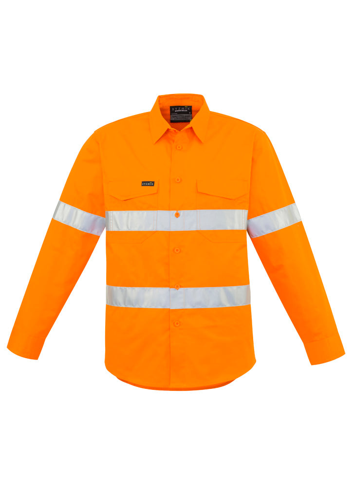 Mens Hi Vis Hoop Taped Long Sleeve Shirt - Orange