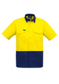 Mens Rugged Cooling Hi Vis Short Sleeve Shirt - Yellow/Navy