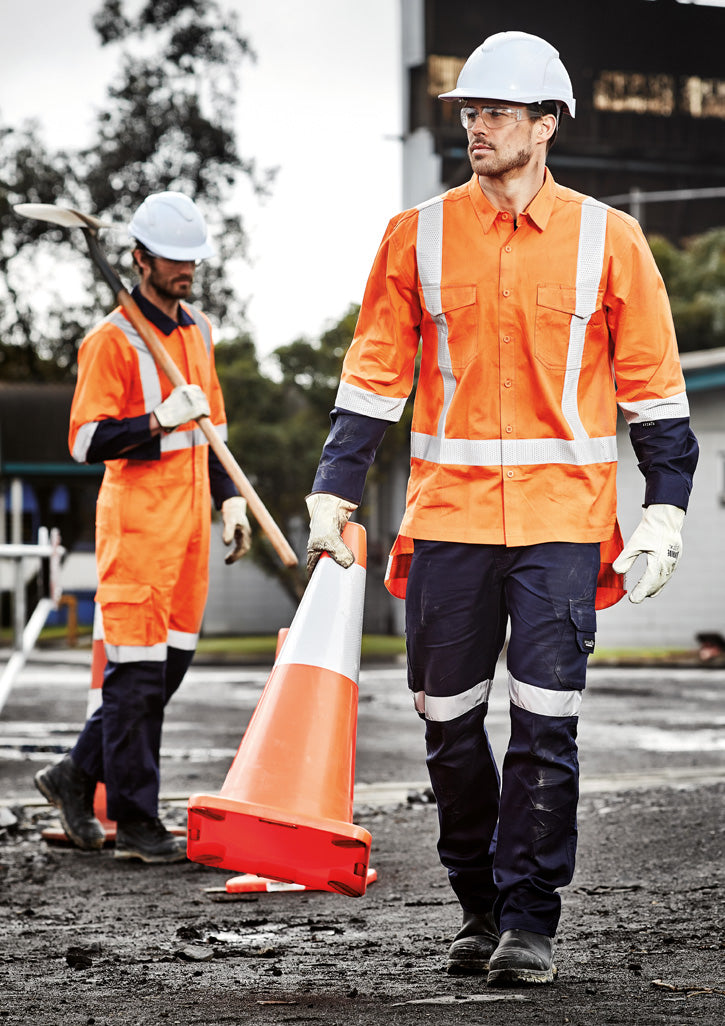 Mens TTMC-W23 Rugged Cooling Work Shirt - Orange/Navy