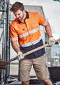 Mens Rugged Cooling Hi Vis Taped Short Sleeve Shirt - Orange/Navy